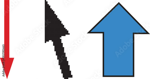 Colorful Arrow Icons Set Up Down Left Cursor and Navigation Arrows Isolated on Transparent Background PNG