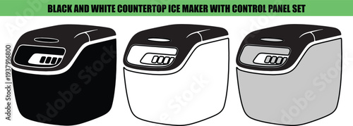 Black and white countertop ice maker with control panel