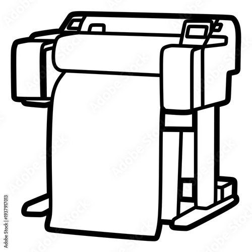 large printer with output printing material, adjustable lines