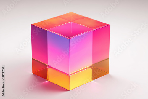 Colorful Geometric Cube with Gradient Shades for Abstract Design