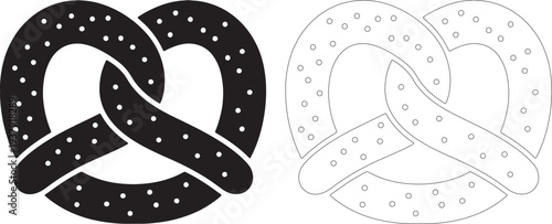 Black and white pretzels with dots silhouette outline