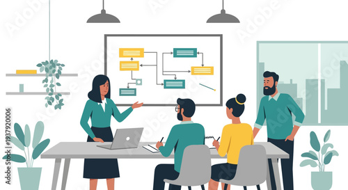 Business Team Discussing Project in Modern Office.