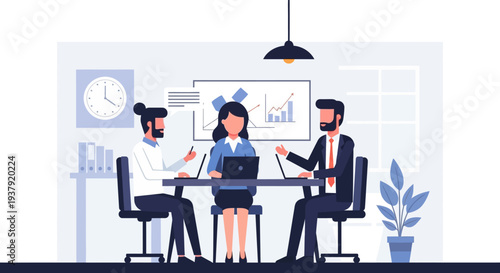 Business Professionals Meeting Around Table.