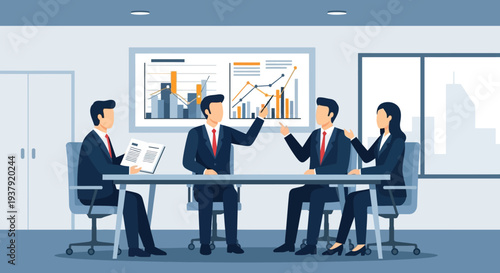 Business Professionals Discussing in Modern Office.