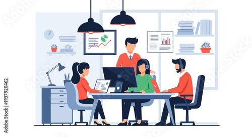 Team of People Working Together Office.