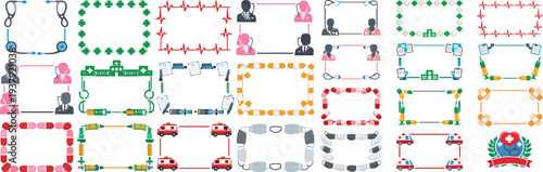 National Doctors Day Decorative Frames with Medical and Healthcare Icons