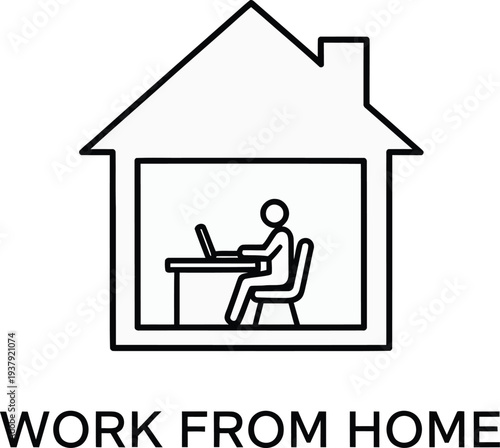 Work from home illustration with person at desk