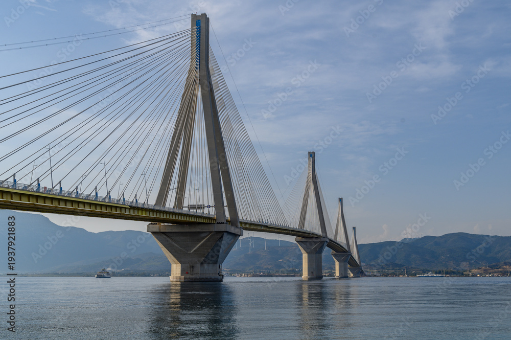 Fototapeta premium Cable-Stayed Bridge Spanning the Gulf of Corinth, Greece