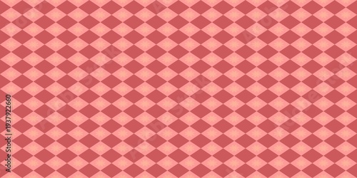 Photos Seamless geometric pattern featuring light pink floral motifs set within a structured grid of alternating darker and softer crimson rhombuses, elegant textile background for luxury design projects