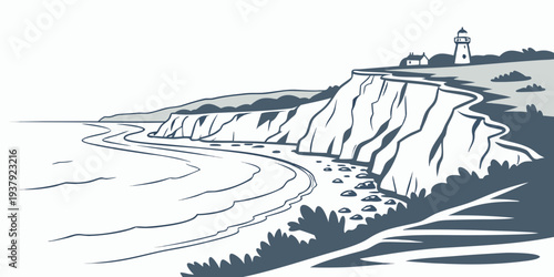 A serene beach scene with gentle waves and a calm ocean horizon Vector