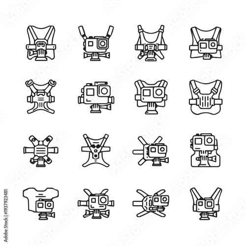 Action Camera Chest Mount Harness IconsDiverse Designs for Outdoor Adventures