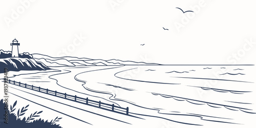 A lone bird soars over a winding road cutting through a vast, snow-covered landscape. Vector
