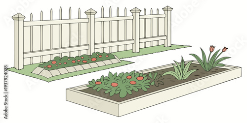 Aerial view of a modern greenhouse with various plants and trees Vector