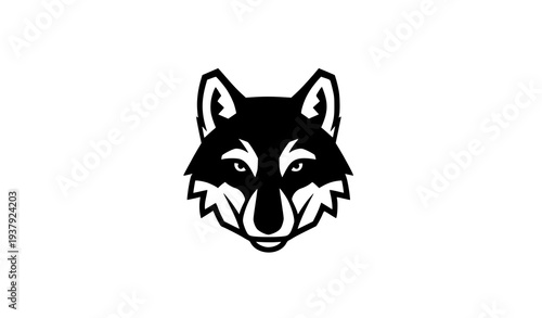 Modern Flat Wolf Head Icon Vector Minimal Geometric Animal Logo Isolated on White Background