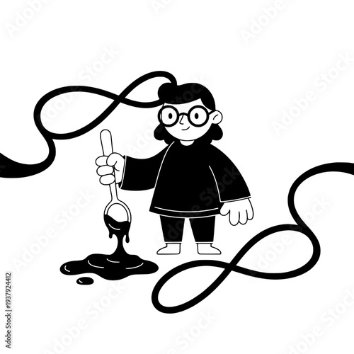 Artisanal Confectioner Character Graphic or Tempering Chocolate Cartoon Icon