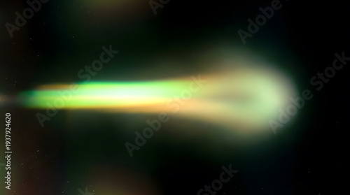 A blurred colorful streak resembling a comet in dark space