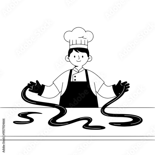 Chocolate artisan illustration template with bold minimalist style or Chocolate tempering process illustration template with modern simple style