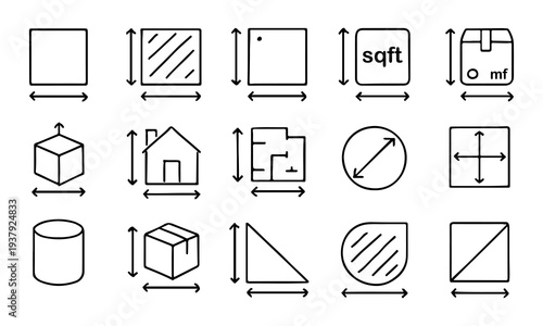 Architectural Measurement Icons Vector Set