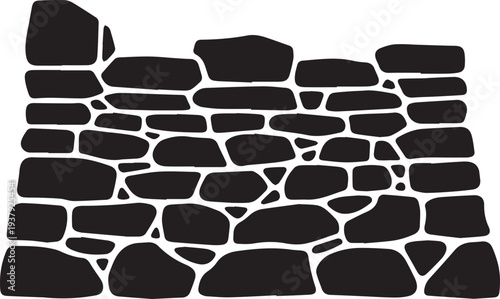 Stone wall texture background with dark rough stacked masonry for construction design
