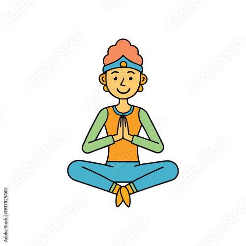 Yoga meditation pose for world mental health day awareness vector art