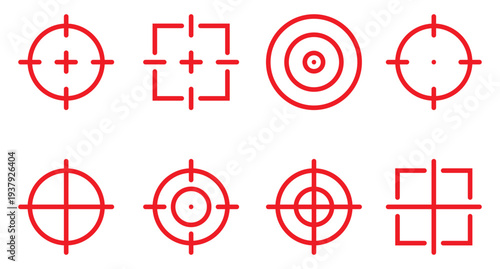 Red Aim isolated on White Background vector set