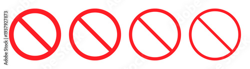 Red Prohibition Sign isolated on a White background vector illustration set