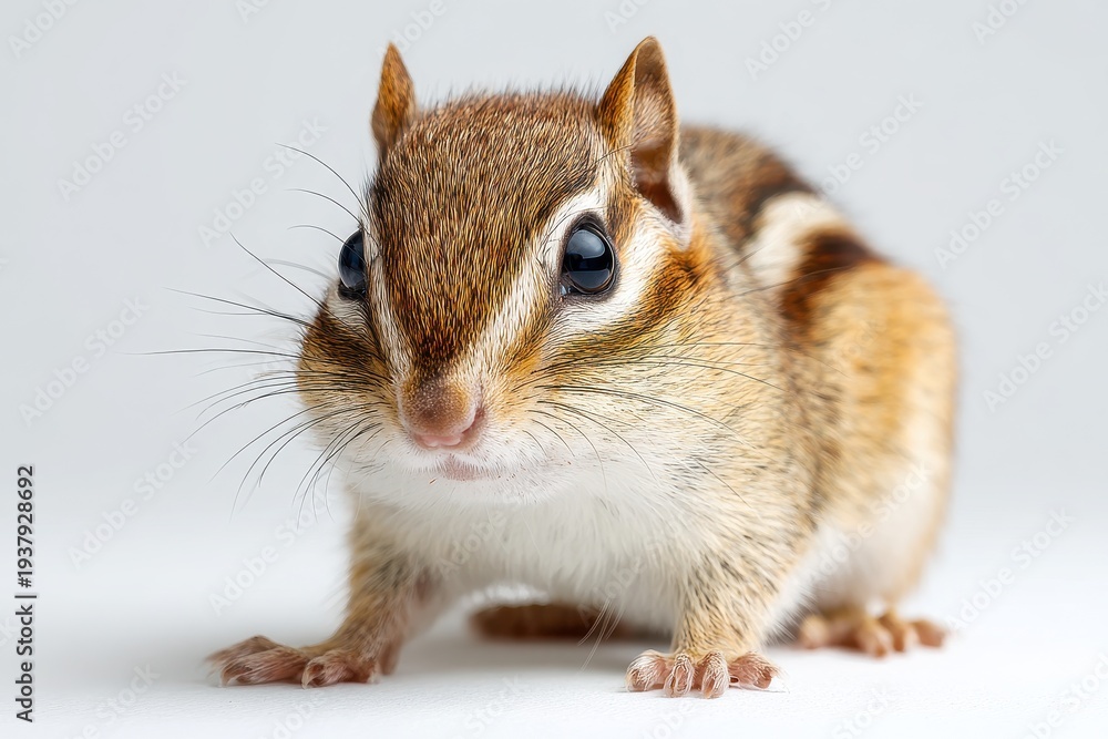 Obraz premium Charming chipmunk on a clean studio white background with soft lighting