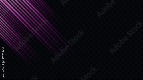 Abstract dark background featuring vibrant diagonal purple lines against a transparent black gradient high-quality professional detailed