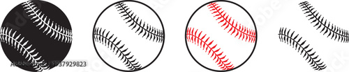 Baseball ball vector icon, Black softball logo, icon, silhouette, baseball outline vector illustration