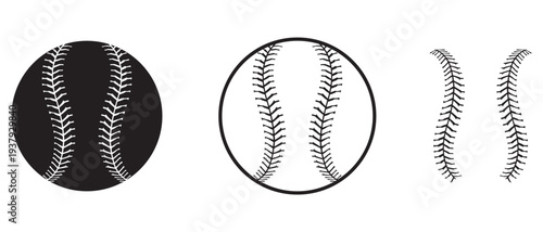 Baseball ball vector icon, Black softball logo, icon, silhouette, baseball outline vector illustration