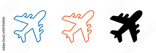 set of different color airplane icons 