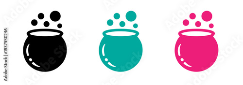 Colorful bubbling cauldron icons