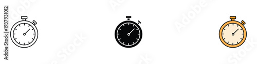 Stopwatch timer icon set. Chronometer for sports and speed measurement symbol. Vector Illustration.