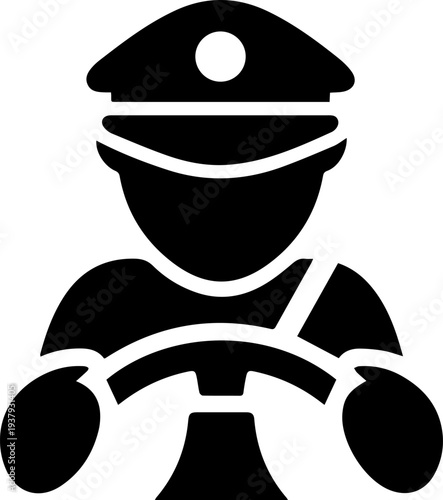 Professional Driver Icon Chauffeur or Taxi Captain Symbol Silhouette