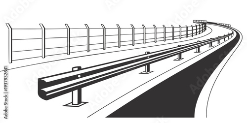 A detailed illustration of a curved conveyor belt system in an industrial setting Vector