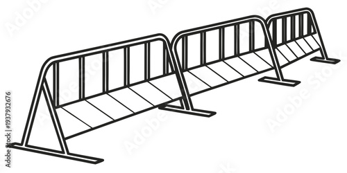 A series of empty white benches arranged in a row on a flat surface Vector