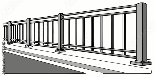 A row of identical buildings with large windows and flat roofs Vector