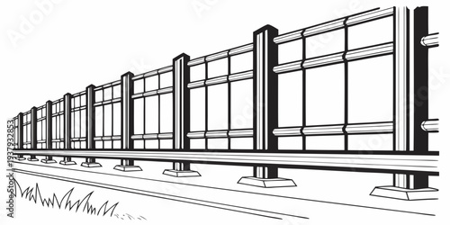 A detailed illustration of a train with multiple connected carriages Vector