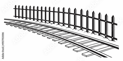 A detailed illustration of a railway track with multiple parallel lines Vector
