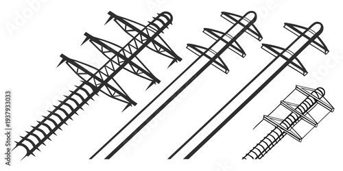 Assorted screws and fasteners displayed in a row for various applications Vector