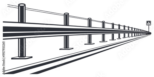 A detailed illustration of a railway track extending into the distance Vector