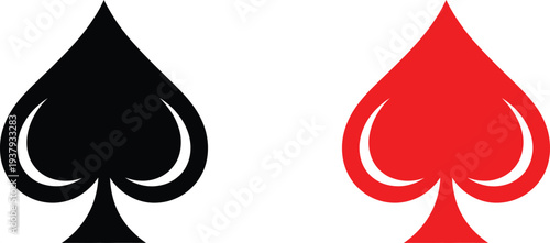 Black and red spade symbols side by side playing