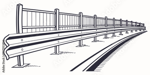 A detailed illustration of a train traveling on a railway track through a landscape Vector