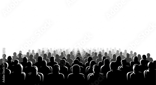 Crowd of People Silhouetted Against Light.