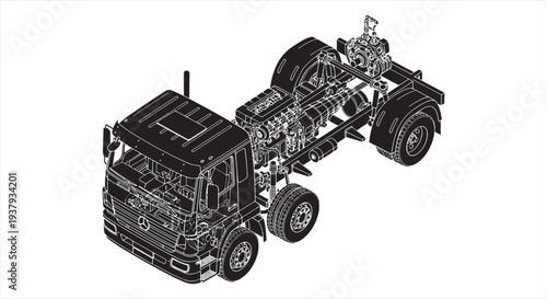 Fire Truck Blueprint – Emergency Rescue Vehicle CAD Technical Drawing