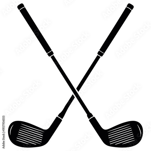 Print Stick golf icon vector logo design template