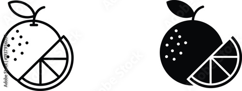 Orange fruit slice line and solid fill