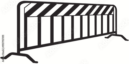 A black and white striped barricade standing on a flat surface Vector
