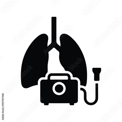 Pulmonology Lungs Spirometer Black Silhouette Icon