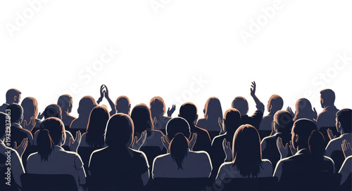 Crowd of People with Raised Hands.